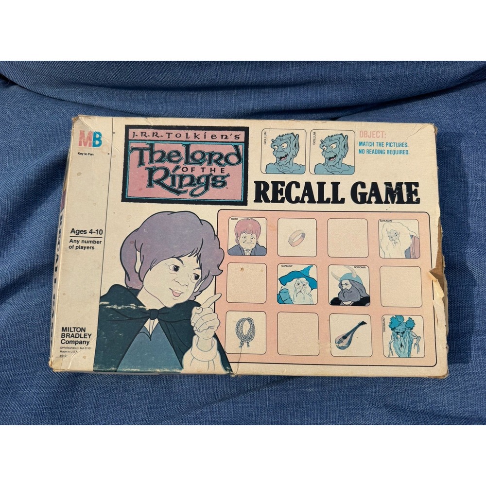 Lord Of The Rings Recall Matching Game LOTR 1978 Memory Card Milton Bradley